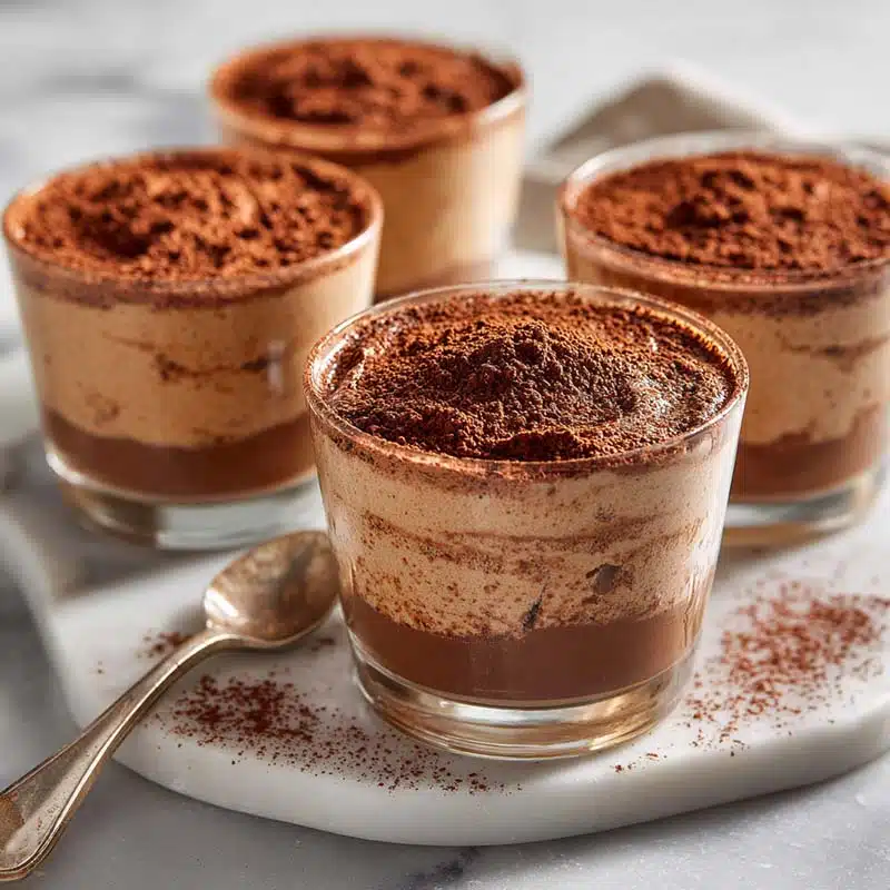 served high protein tiramisu mousse