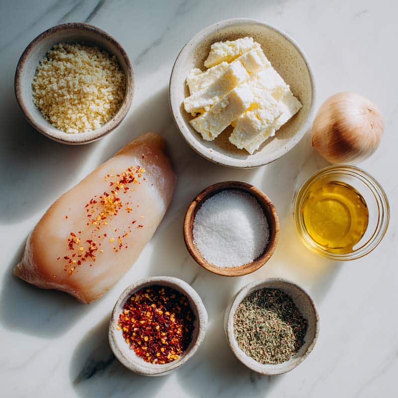 ingredients for Crispy Hot Honey Feta Chicken