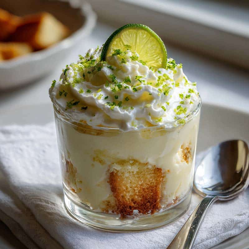 served key lime pie trifle with lime zest