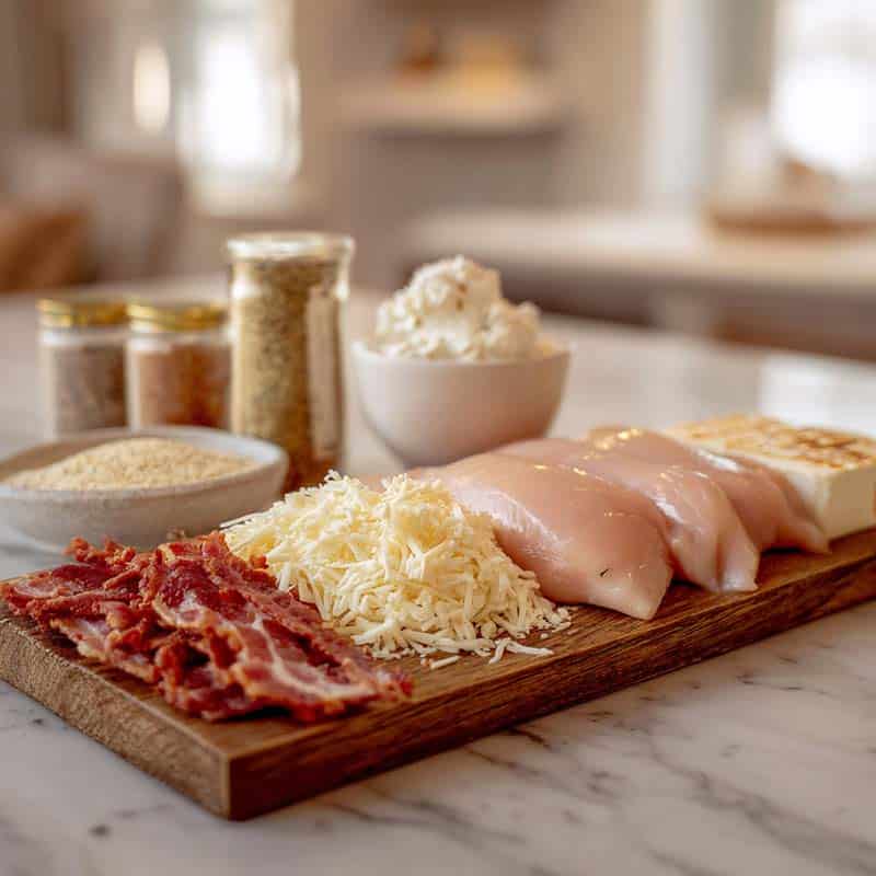 ingredients for melted mozzarella and ranch chicken bombs